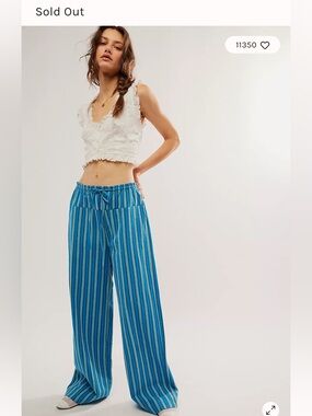 SOLD OUT Free People Hudson Canyon Stripped Pant- Blue Combo XS